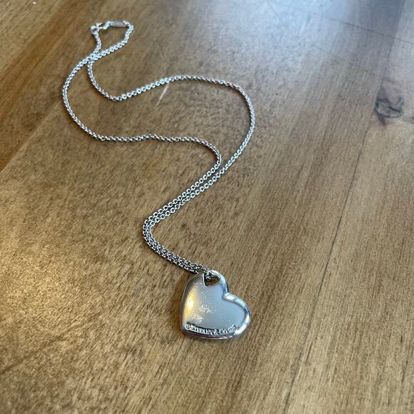 Tiffany & Co. 925 Elsa Peretti heart pendant Full Puffy Heart” w/ heart cut-out - Picture 2 of 7